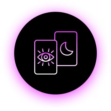 A minimalistic icon showing day and night on two cards.