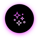A purple glowing circle with sparkling stars inside.