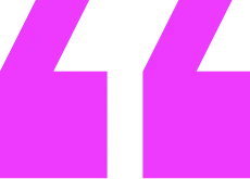 Black quotation mark on a bright pink background.